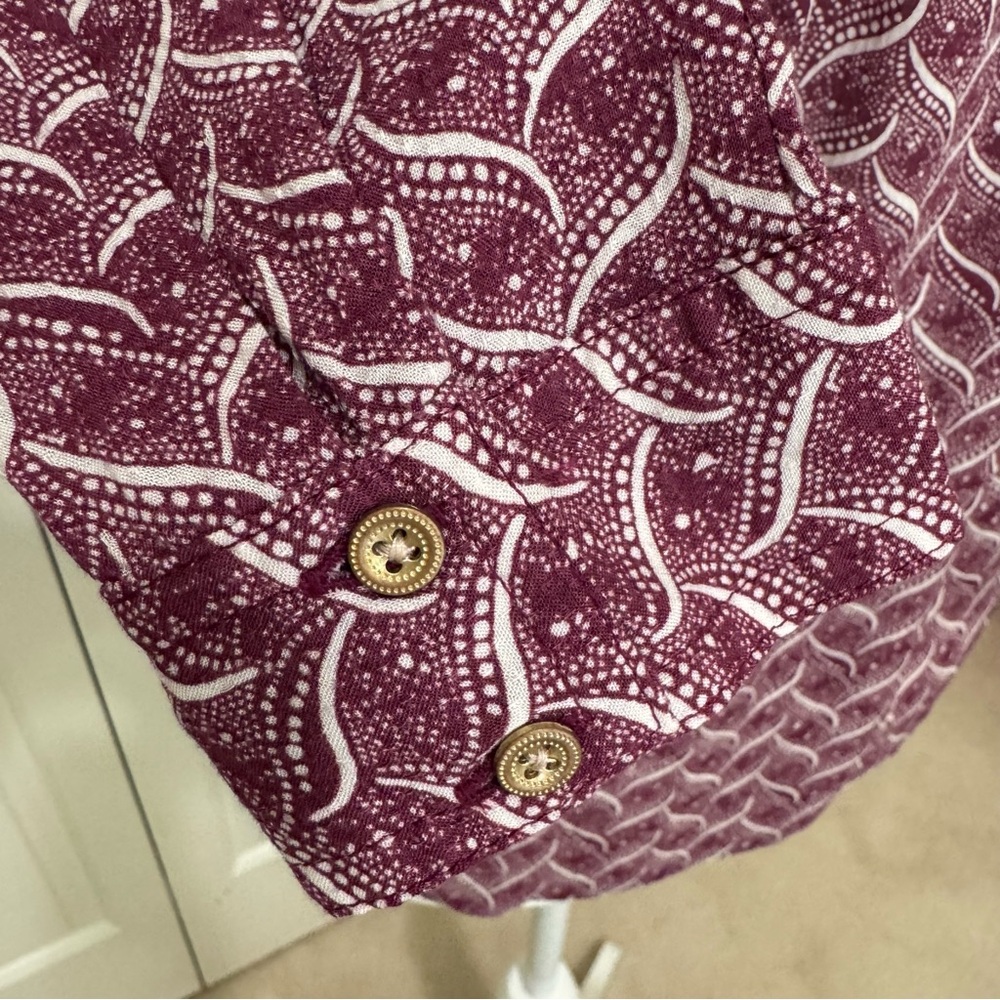 Anthropologie Maeve Orli Purple Geo Print Bibbed Rayon Blouse XS - Picture 15 of 17